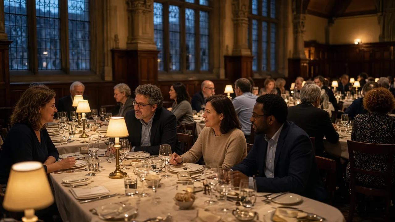 Banquet tables in a university hall