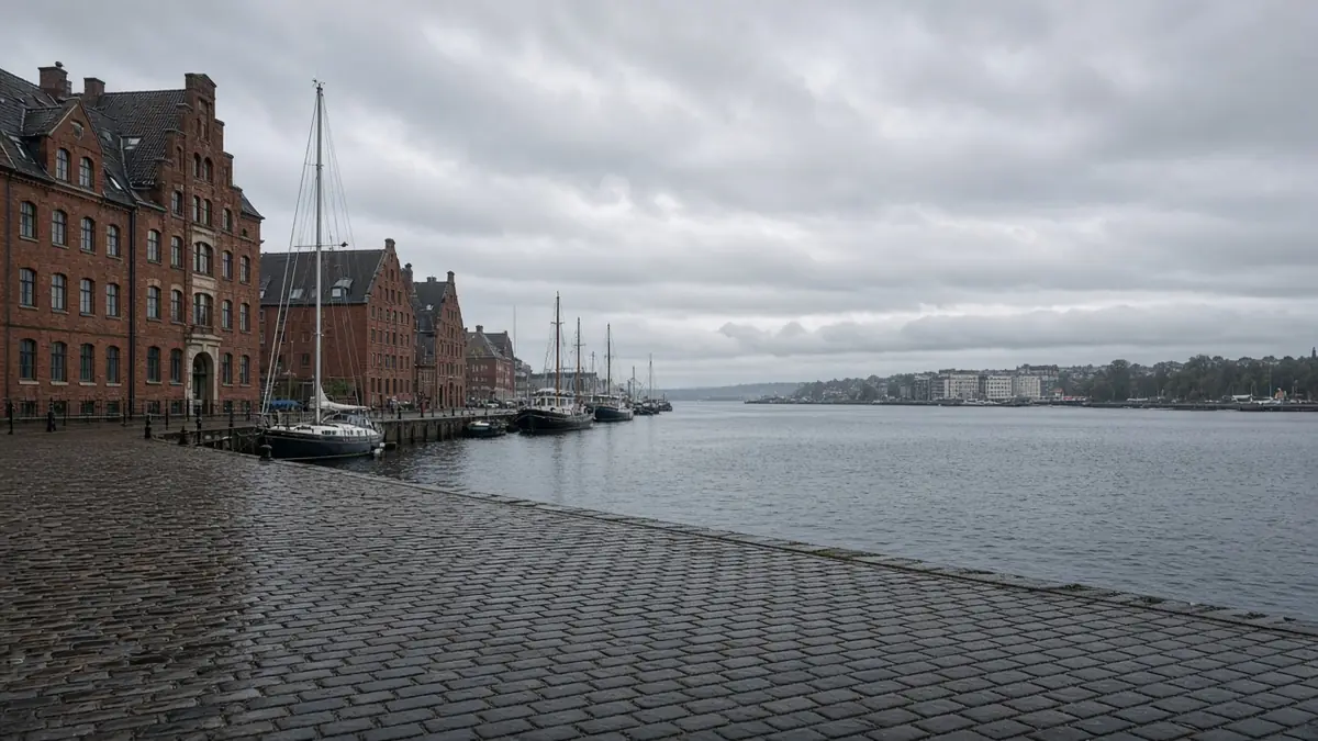 Harbour warehouses on a grey Baltic day